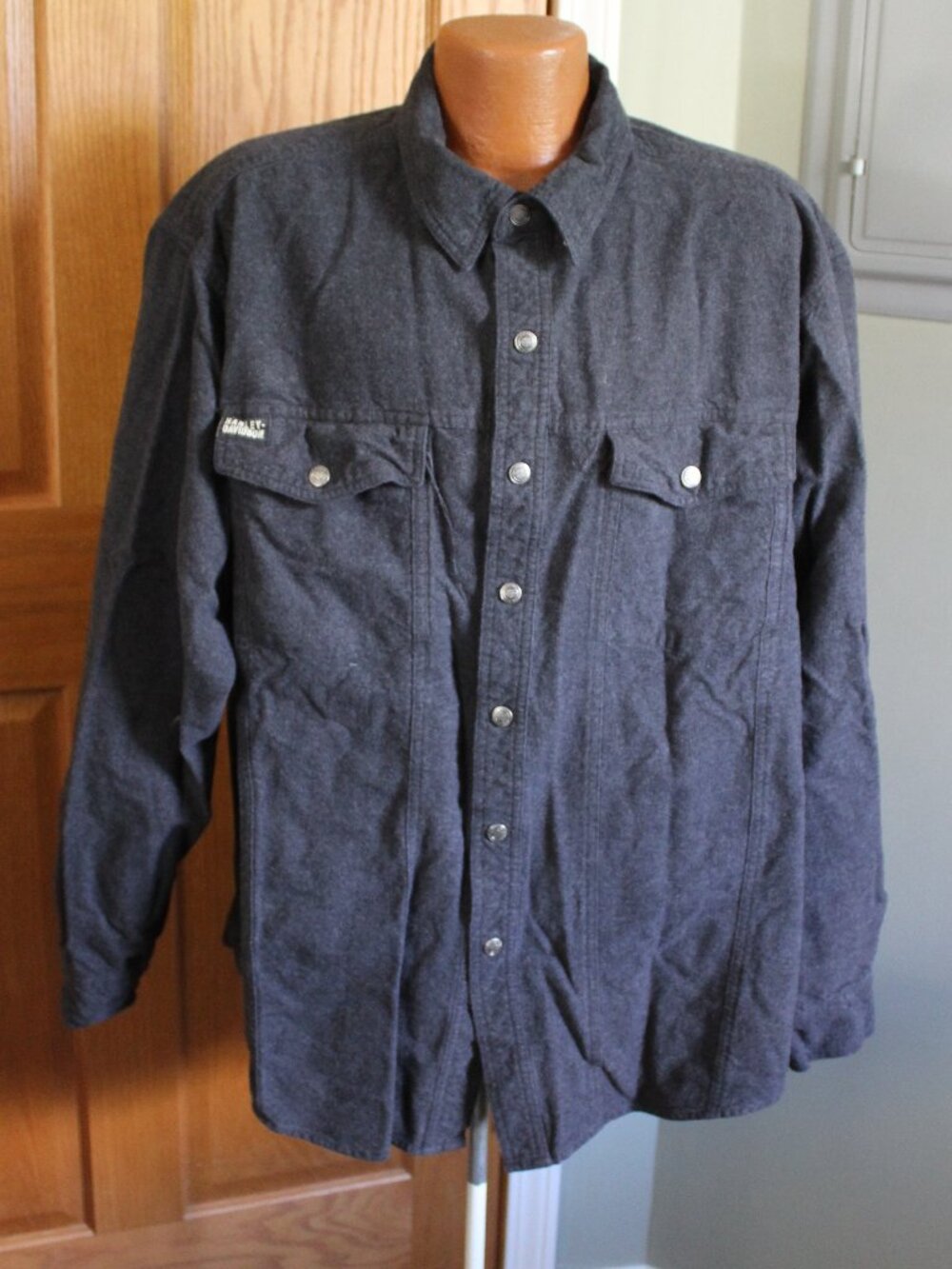 Harley Davidson XXL Heavyweight Cotton Long Sleeve Men's Gray Button Shirt